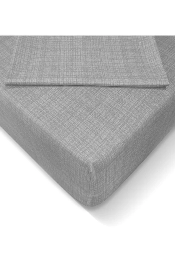 Alla Turca Ranforce 100*200 cm Lastikli Çarşaf Seti Gri-100 x 200 ürün görseli 1