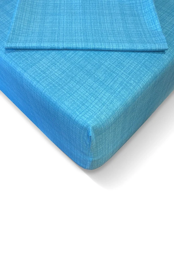 Alla Turca Ranforce 100*200 cm Lastikli Çarşaf Seti Turkuaz-100 x 200 ürün görseli 1