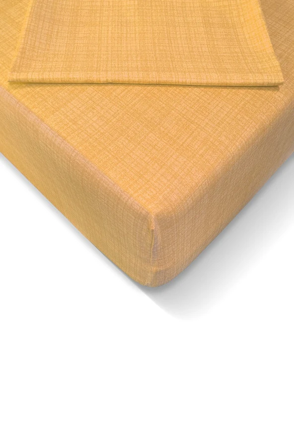 Alla Turca Ranforce 100*200 cm Lastikli Çarşaf Seti Sarı-100 x 200 ürün görseli 1