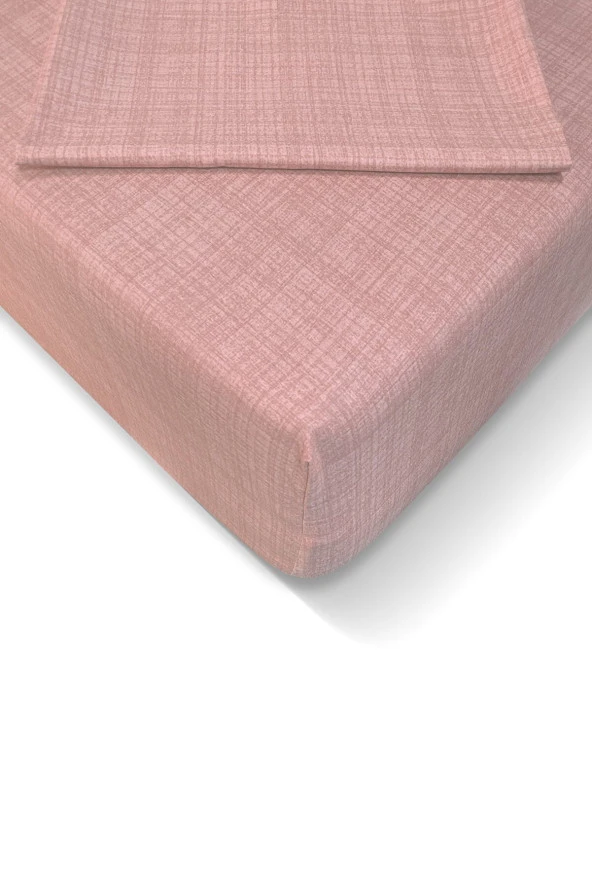 Alla Turca Ranforce 100*200 cm Lastikli Çarşaf Seti Pudra-100 x 200 ürün görseli 1