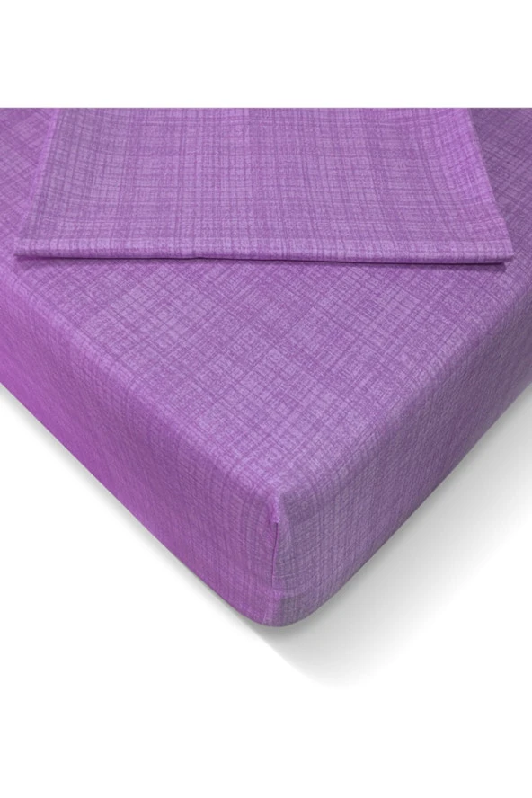 Alla Turca Ranforce 120*200 cm Lastikli Çarşaf Seti Mor-120x200 ürün görseli 1