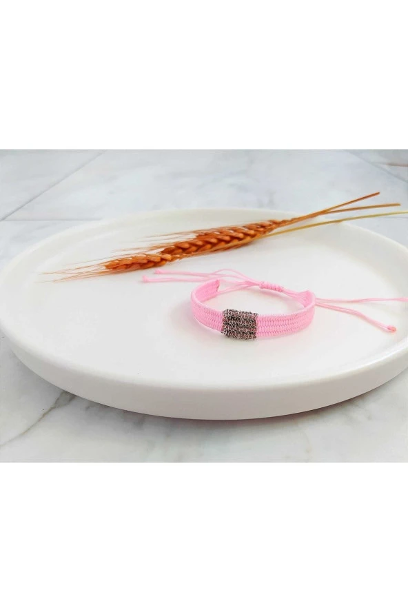Kordon Neon Pembe El Yapımı Zincir Bileklik ürün görseli 1