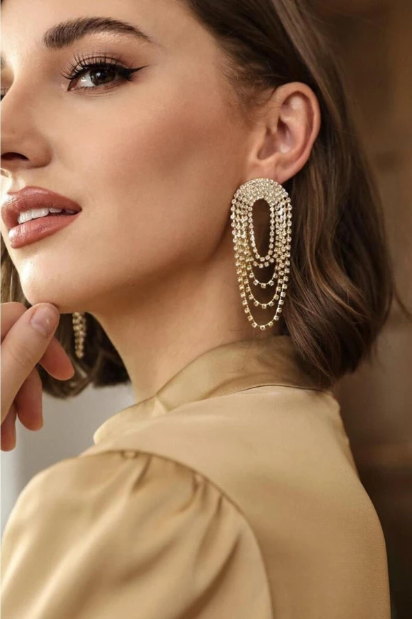 Fenomen Sallantılı Gold Küpe ürün görseli 1
