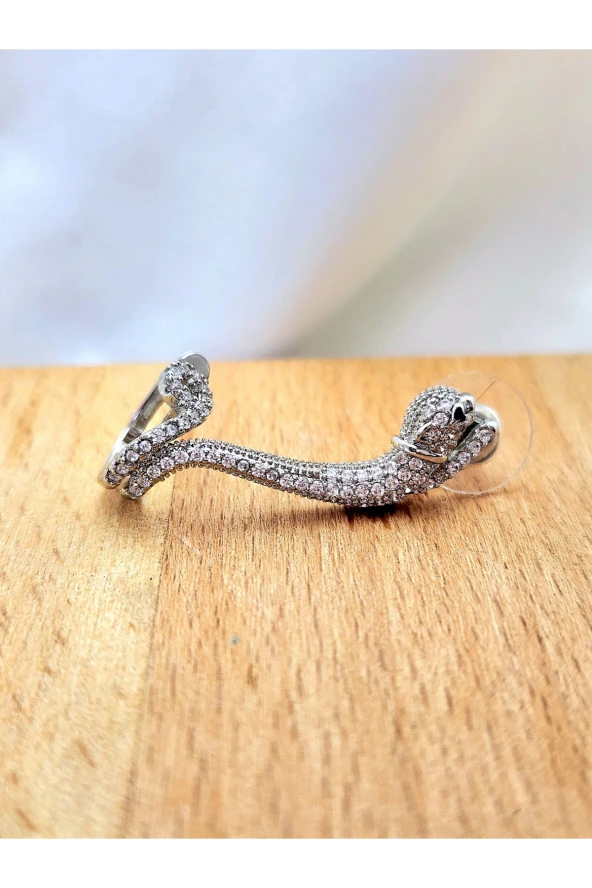 Kaplan Model Zirkon Taşlı Silver Earcuff Kıkırdak Kulak Küpesi ürün görseli 1