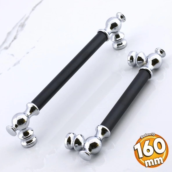Arya 160 mm Krom Siyah Metal Mobilya Mutfak Çekmece Kapak Dolap Dolabı Kulbu Kulpları Kulpu 160 mm ürün görseli 1