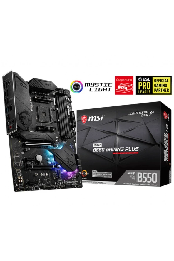 Mpg B550 Gaming Plus Amd B550 Soket Am4 Ddr4 4400(OC)mhz Atx Gaming (OYUNCU) Anakart ürün görseli 1