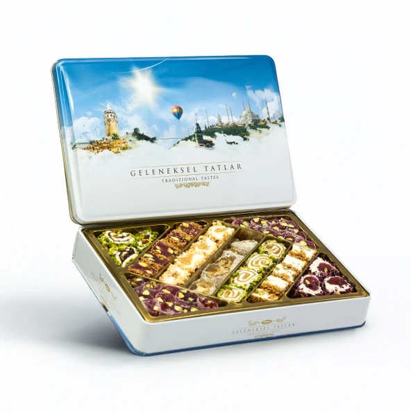Tuğba Kuruyemiş Geleneksel Tatlar Metal Kutu Lokum 540Gr (Turkish Delight) ürün görseli 1