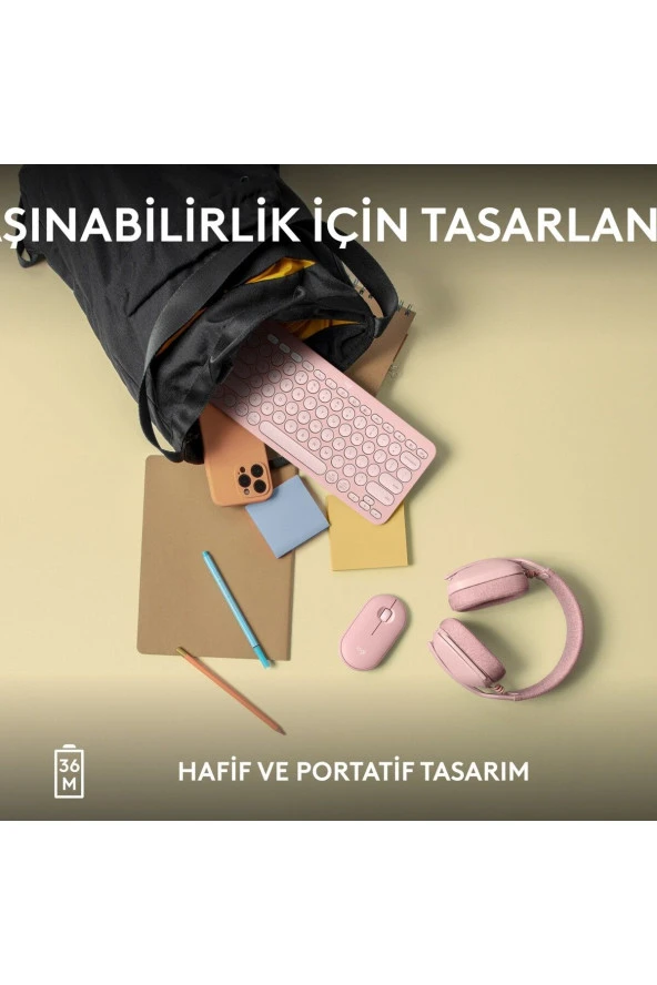 Logitech Pebble Keys 2 K380S 920-011861 Pembe Kablosuz Klavye - Resim 3