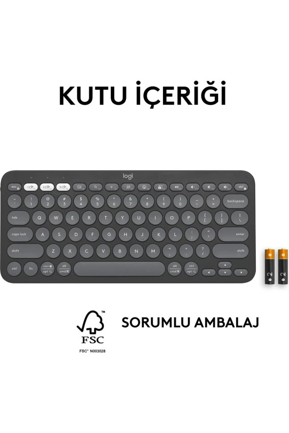 Logitech Pebble Keys 2 K380s 920-011859 Siyah Kablosuz Klavye - Resim 5