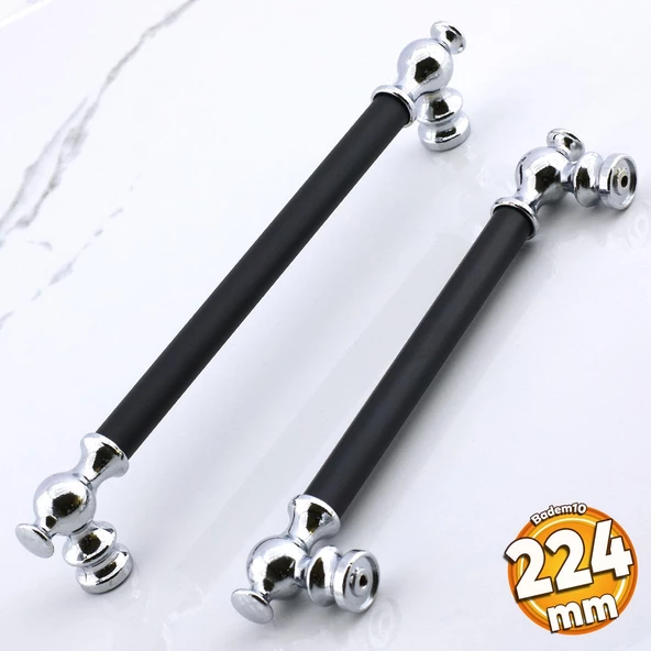 Arya 224 mm Krom Siyah Metal Mobilya Çekmece Mutfak Kapak Kulbu Dolap Dolabı Kulpları Kulpu 224 mm ürün görseli 1