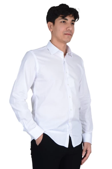 Cengiz İnler Kendinden Desenli Slimfit Erkek Gömlek ürün görseli 1