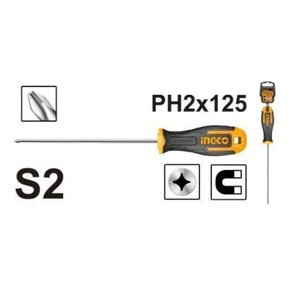 INGCO Hs68ph2125 Mıknatıslı Yıldız Tornavida Ph2*125 ürün görseli 1