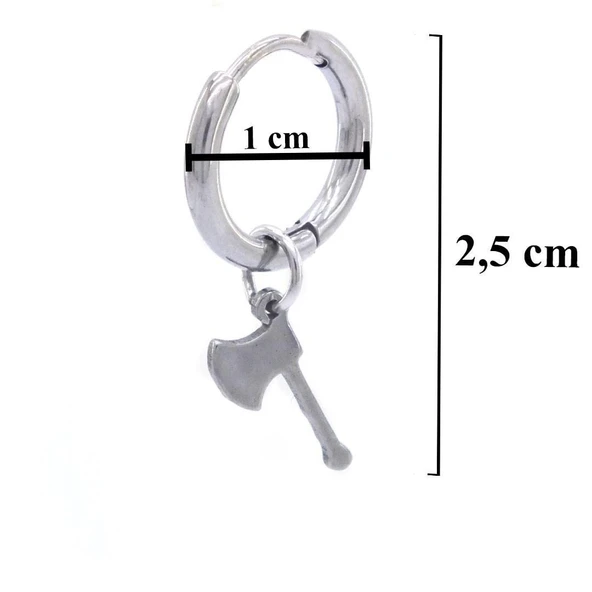 Erkek Çelik Küpe Balta Model UNK-484 - Resim 5