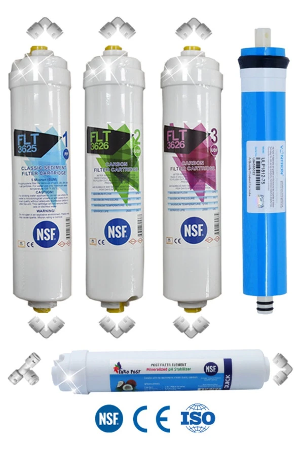 Su Arıtma Cihazı Yeni Nsf'li Özel Seri 5 Aşamalı Vontron Membranlı Inline Filtre Seti ürün görseli 1