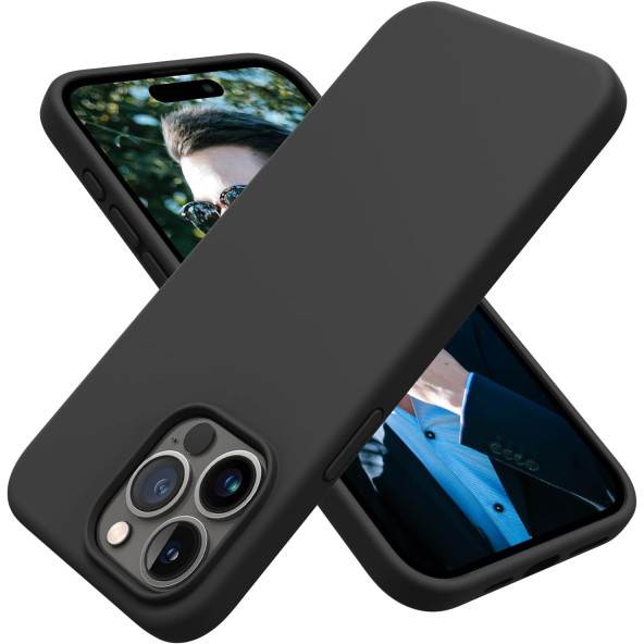 İphone 15 PRO MAX Uyumlu İçi Kadife Süet Yumuşak Liquid Silikon Lansman Kılıf SİYAH ürün görseli 1