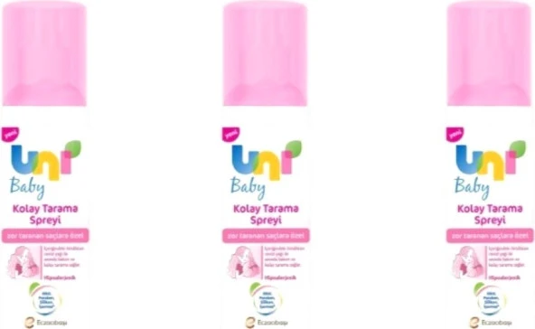 Uni Baby Kolay Tarama Spreyi 200 ml 3 Kutu ürün görseli 1