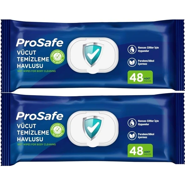 Prosafe Yetişkin Vücut Temizleme Islak Mendil Havlu 48 Yaprak XL (2 Li Set) Plastik Kapak ürün görseli 1
