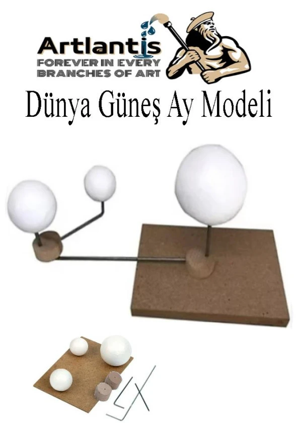 Güneş Dünya Ay Modeli 1 Paket Gezegen Maketi Deney Seti Güneş Sistemi Modeli Okul Ders Deney Seti Kendin Yap ürün görseli 1