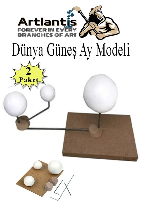 Güneş Dünya Ay Modeli 2 Paket Gezegen Maketi Deney Seti Güneş Sistemi Modeli Okul Ders Deney Seti Kendin Yap ürün görseli 1