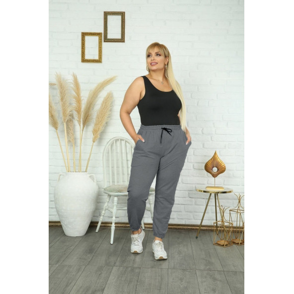 Kadın Oversize Basic Lastikli Paça Mevsimlik Eşofman Altı - Resim 2