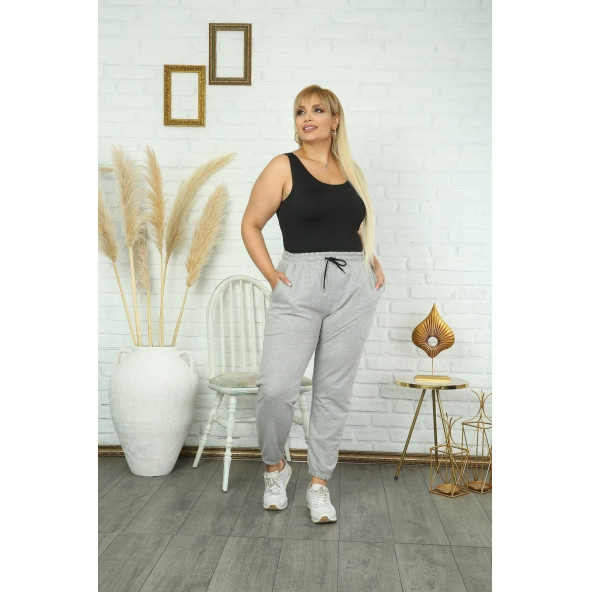 Kadın Oversize Basic Lastikli Paça Mevsimlik Eşofman Altı - Resim 3