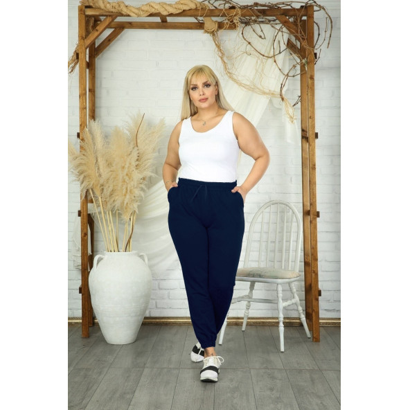Kadın Oversize Basic Lastikli Paça Mevsimlik Eşofman Altı - Resim 4