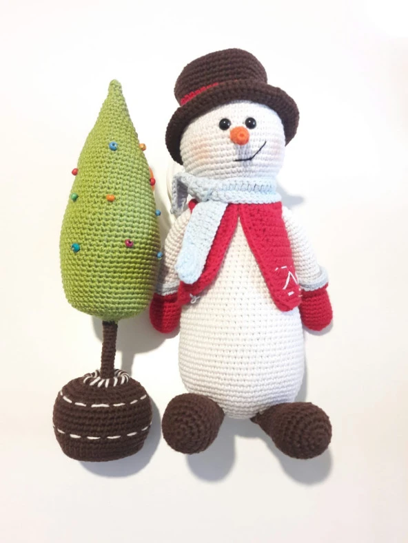 Kardan Adam ve Yılbaşı Ağacı Amigurumi Organik Oyuncak ürün görseli 1