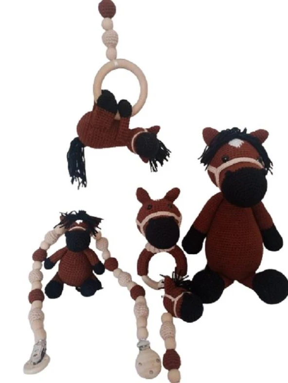 Benekli At Yenidoğan Seti Amigurumi Organik Oyuncak ürün görseli 1