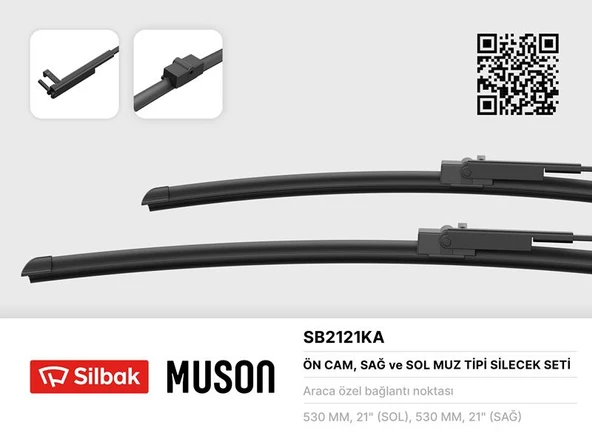 SİLECEK SÜPÜRGESİ 530/530mm MUZ TİPİ SKODA SUPER 02-05 VW PASSAT 02-05 ürün görseli 1