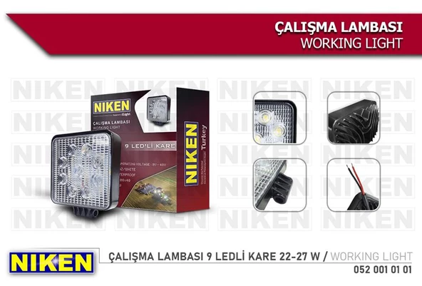 CALISMA LAMBASI 9 LEDLİ KARE 22-27 W ürün görseli 1