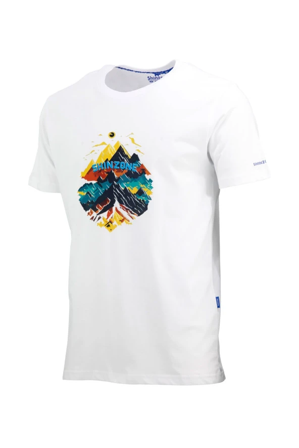 Erkek Bisiklet Yaka Mevsimlik Göğüs Baskılı Standart Fit Beyaz T-Shirt ürün görseli 1
