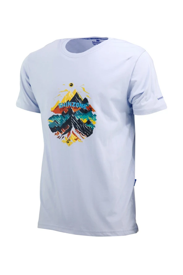 Erkek Bisiklet Yaka Mevsimlik Göğüs Baskılı Standart Fit Mavi T-Shirt ürün görseli 1