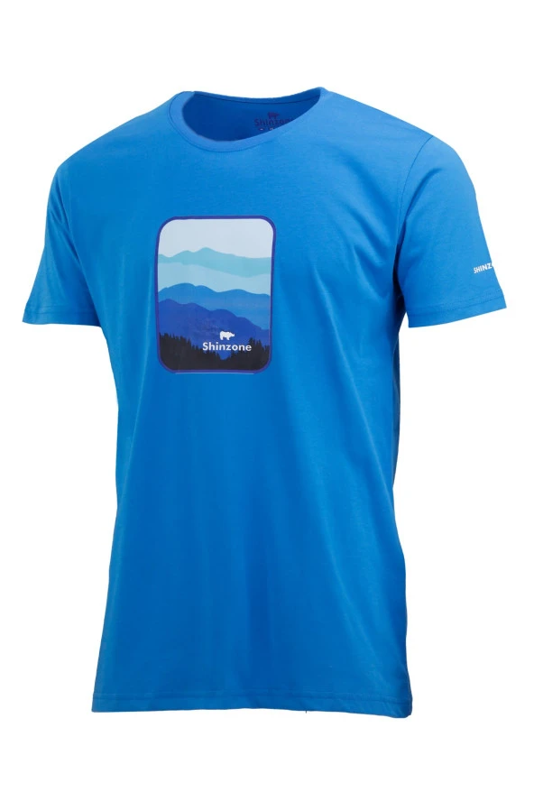 Erkek Bisiklet Yaka Yazlık Göğüs Baskılı Standart Fit Royal T-Shirt ürün görseli 1
