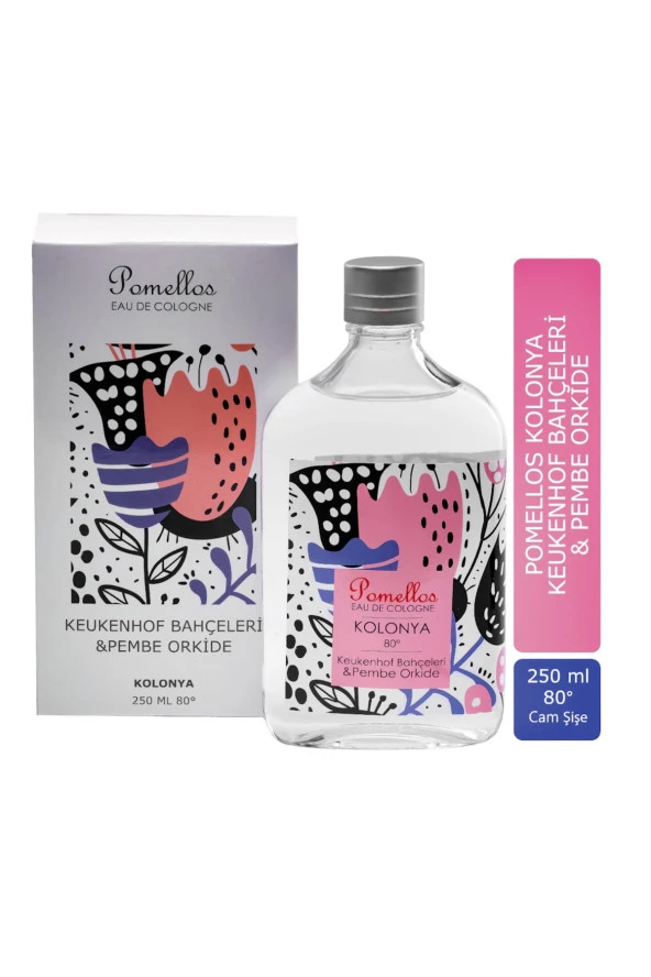 POMELLOS Kolonya Keukenhof Bahçeleri & Pembe Orkide 250 ml Cam Şişe 80 Derece ürün görseli 1
