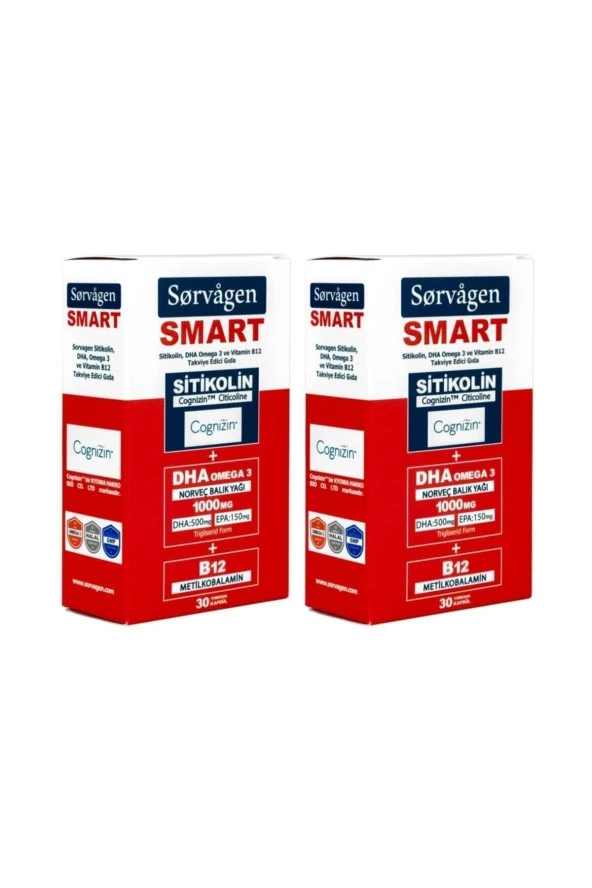 Sorvagen Smart Sitikolin, Dha Omega 3 Ve B12 (30 Kapsül) - 2 Adet ürün görseli 1