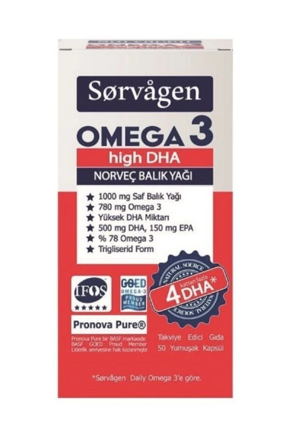 SORVAGEN Omega 3 High Dha 1000 Mg Balık Yağı 50 Kapsül ürün görseli 1