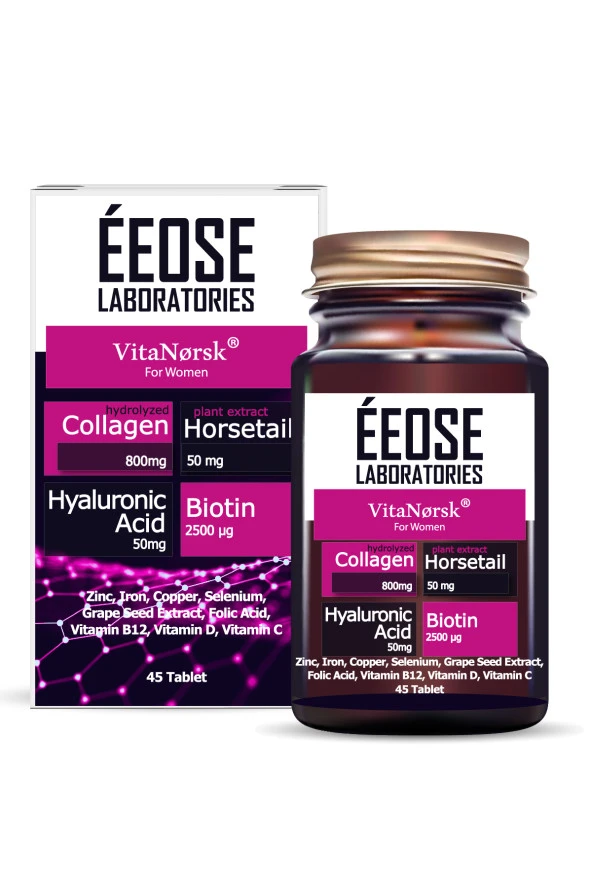 EEOSE Collagen Tablet ( Kollajen + Hyaluronik Asit + Atkuyruğu + Biotin + C Vitamini) 45 Tablet ürün görseli 1