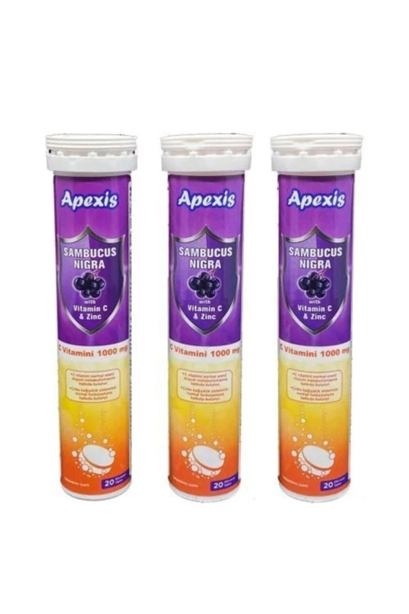APEXİS Sambucus Nigra Vitamin C 1000mg&zınc 3x20 Tablet ürün görseli 1