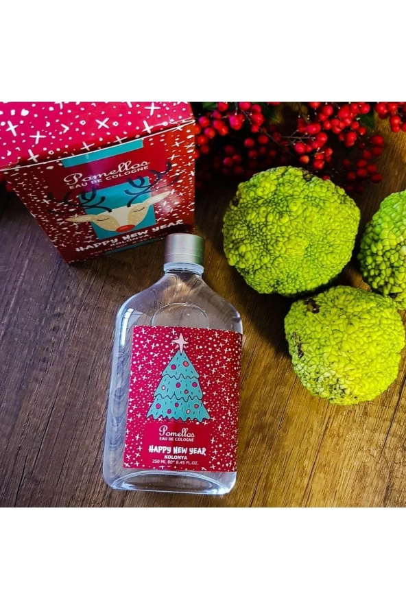 POMELLOS Yılbaşı Kolonya- Happy New Year (250 ML, 80 DERECE, CAM ŞİŞE, YENİ YIL) ürün görseli 1
