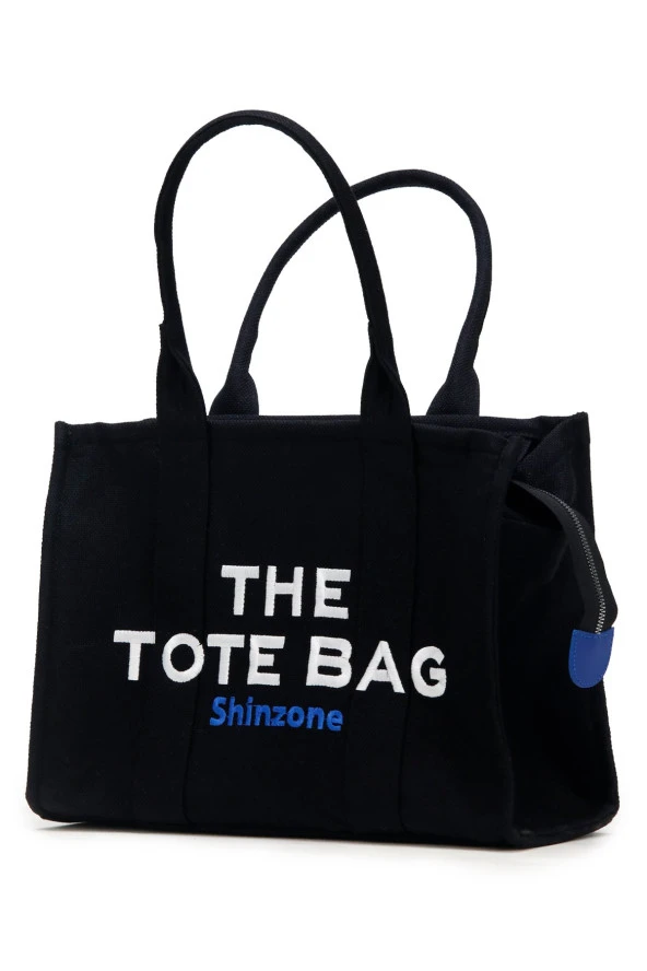 Kadın Soft Tote Bag Kanvas Siyah Saks Çanta ürün görseli 1