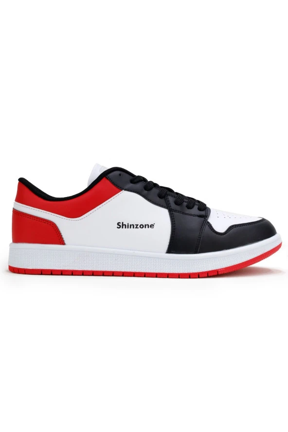 Erkek Yazlık Comfort Sneakers Siyah Beyaz Kırmızı Spor Ayakkabı ürün görseli 1