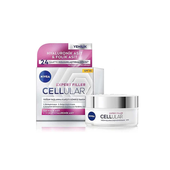 Nivea Expert Filler Cellular Yoğun Yaşlanma Karşıtı Gündüz Bakım Kremi SPF15 50ml ürün görseli 1