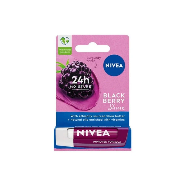 Nivea Black Berry Shine Dudak Bakım Kremi 4.8g ürün görseli 1