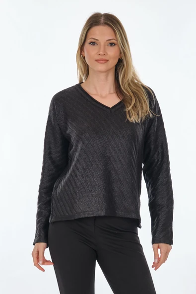 Unique Mode Oversize V Yaka Uzun Kol Triko - Minimalist Tarz ürün görseli 1
