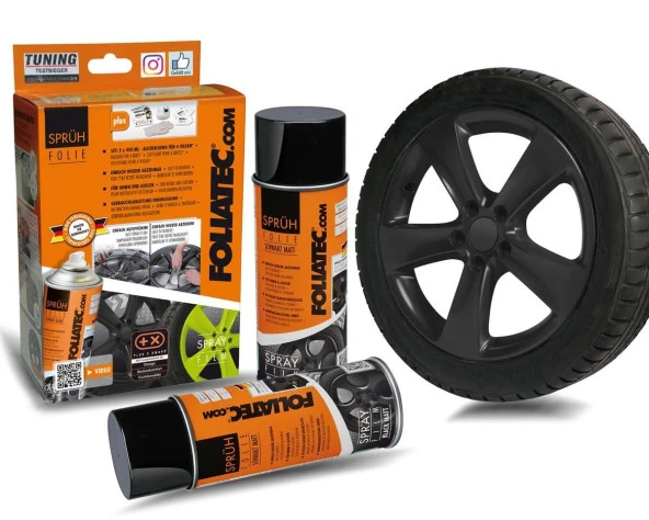 Foliatec Jant Metal Sprey Folyo Yüzey Kaplama Seti 2x400ml. Siyah Mat ürün görseli 1