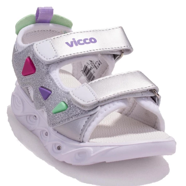 Vicco 321F24Y204 Hilda Beyaz Ortopedik Günlük Işıklı Kız Çocuk Spor Sandalet ürün görseli 1