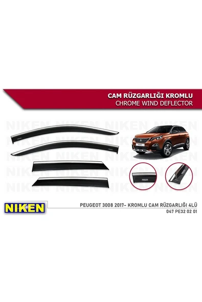 Peugeot 3008 2017-2019 Kromlu Cam Rüzgarlığı ürün görseli 1