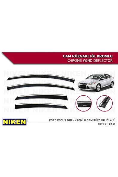 Ford Focus 3 2012-2017 Kromlu Cam Rüzgarlığı ürün görseli 1