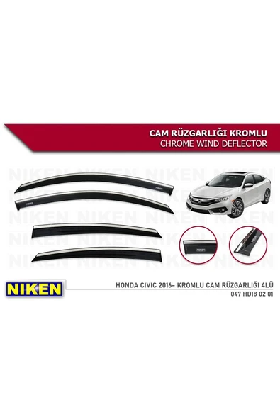 Honda Civic 2016-2020 Kromlu Cam Rüzgarlığı ürün görseli 1