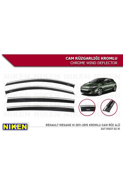 Renault Megane 3 2011-2015 Kromlu Cam Rüzgarlığı ürün görseli 1